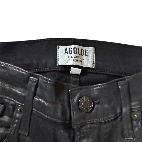 AGOLDE Black Coated Skinny Jeans High Rise Stretch Size 27 - Picture 2 of 7